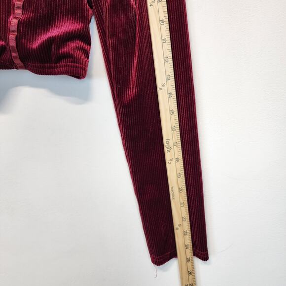 Haute Monde Crop Velour Corset Top Size XL Deep Red Sweetheart V-neck Goth 90s - Picture 9 of 10